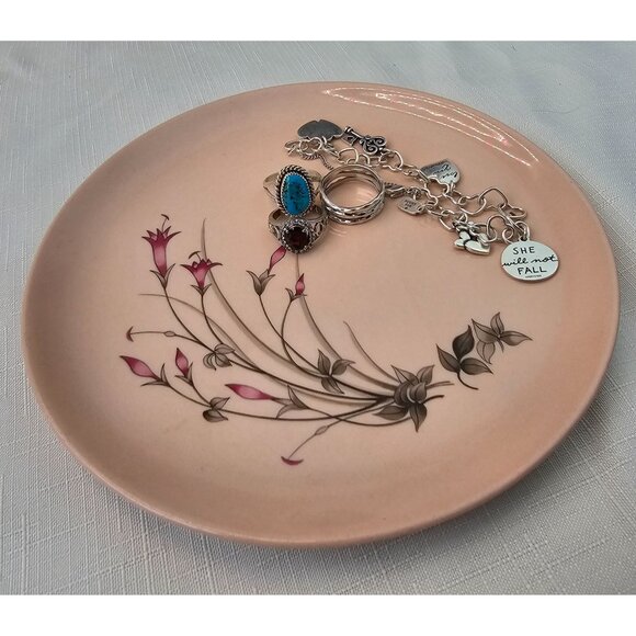 Vintage Crooksville USA Pink PussyWillow Plate - Picture 3 of 7